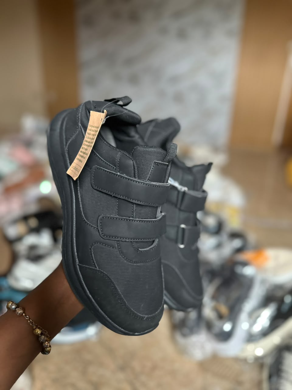 Black Double Velcro Strap Closure Sneakers
