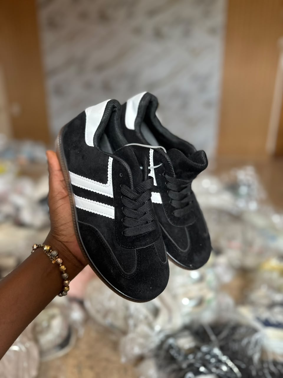 SBS Black Suede Samba Style Sneakers