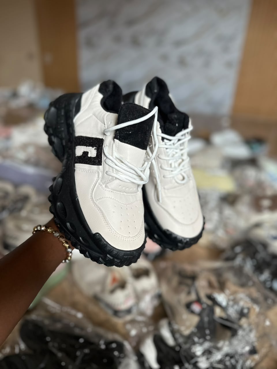 SBS Black and White Unisex Platform Sneakers