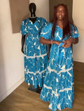Blue and White Maxi Dress