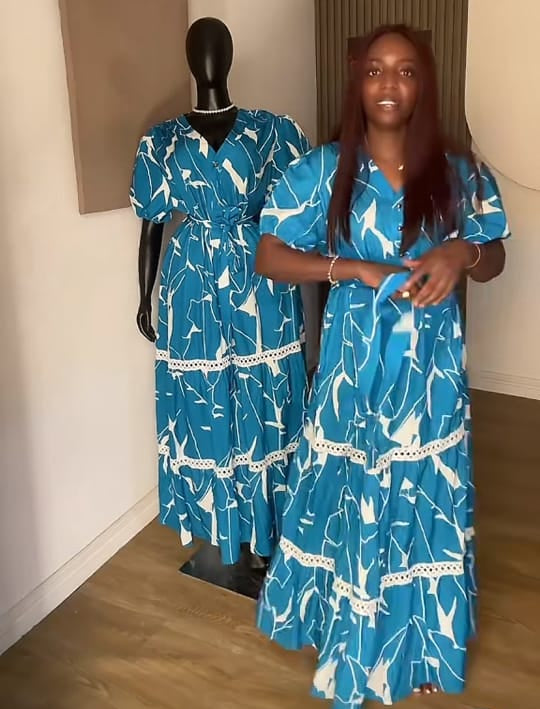 Blue and White Maxi Dress