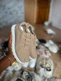 SBS Faux Leather Elastic Stretch Lace Sneakers