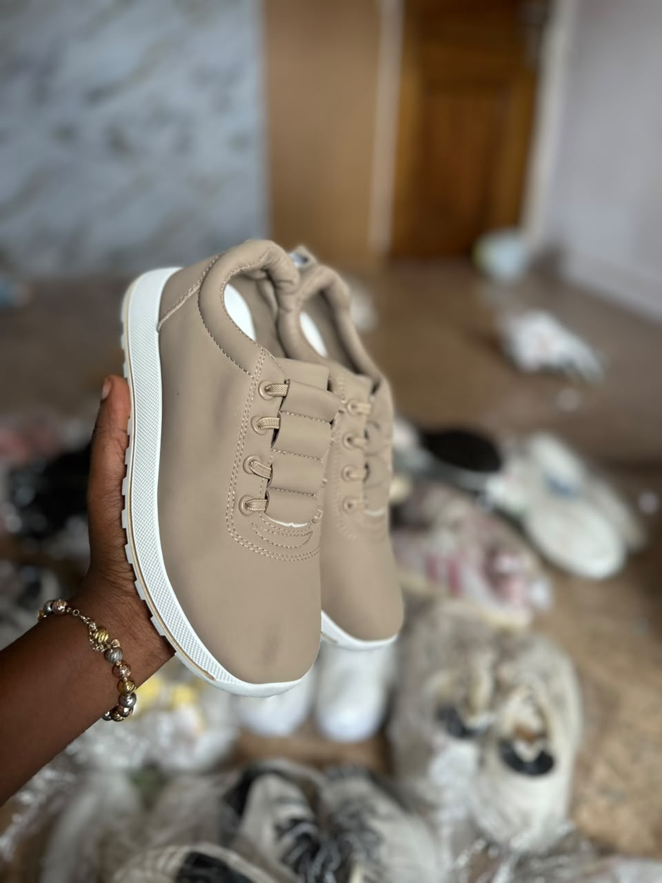 SBS Faux Leather Elastic Stretch Lace Sneakers