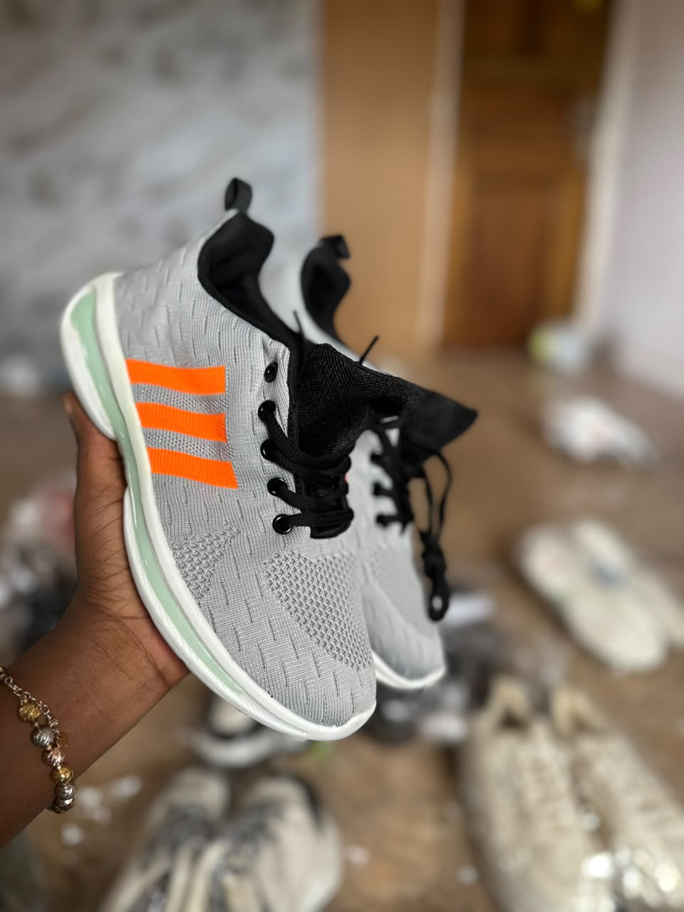 SBS Grey Distinctive Orange Stripes Sneakers