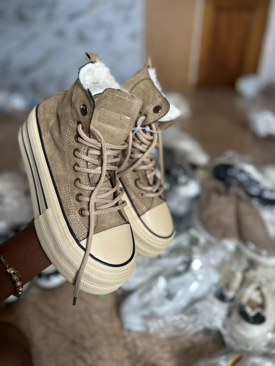 SBS Khaki High-top Suede Platform Sneakers