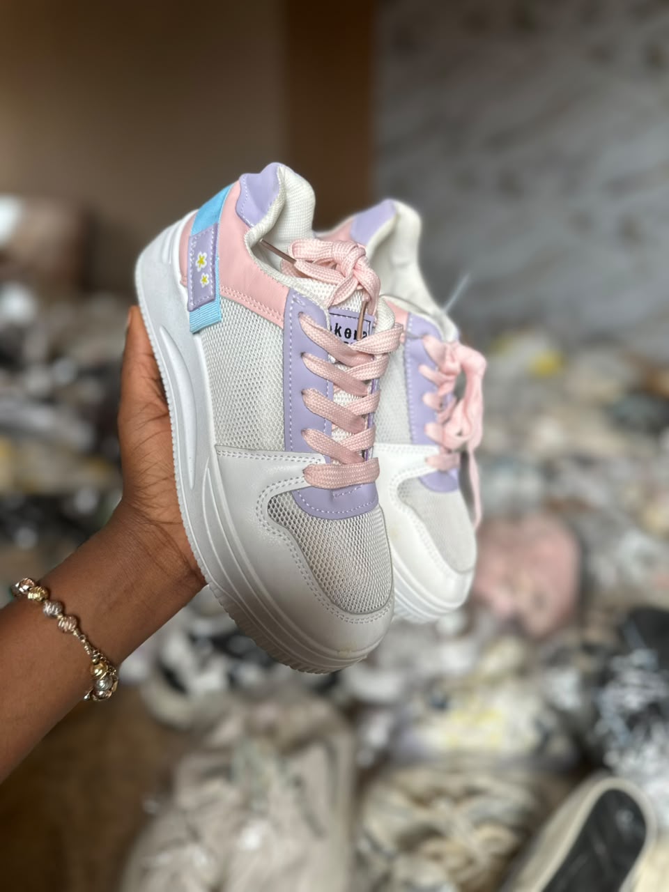 Pastel- Accented White Sneakers