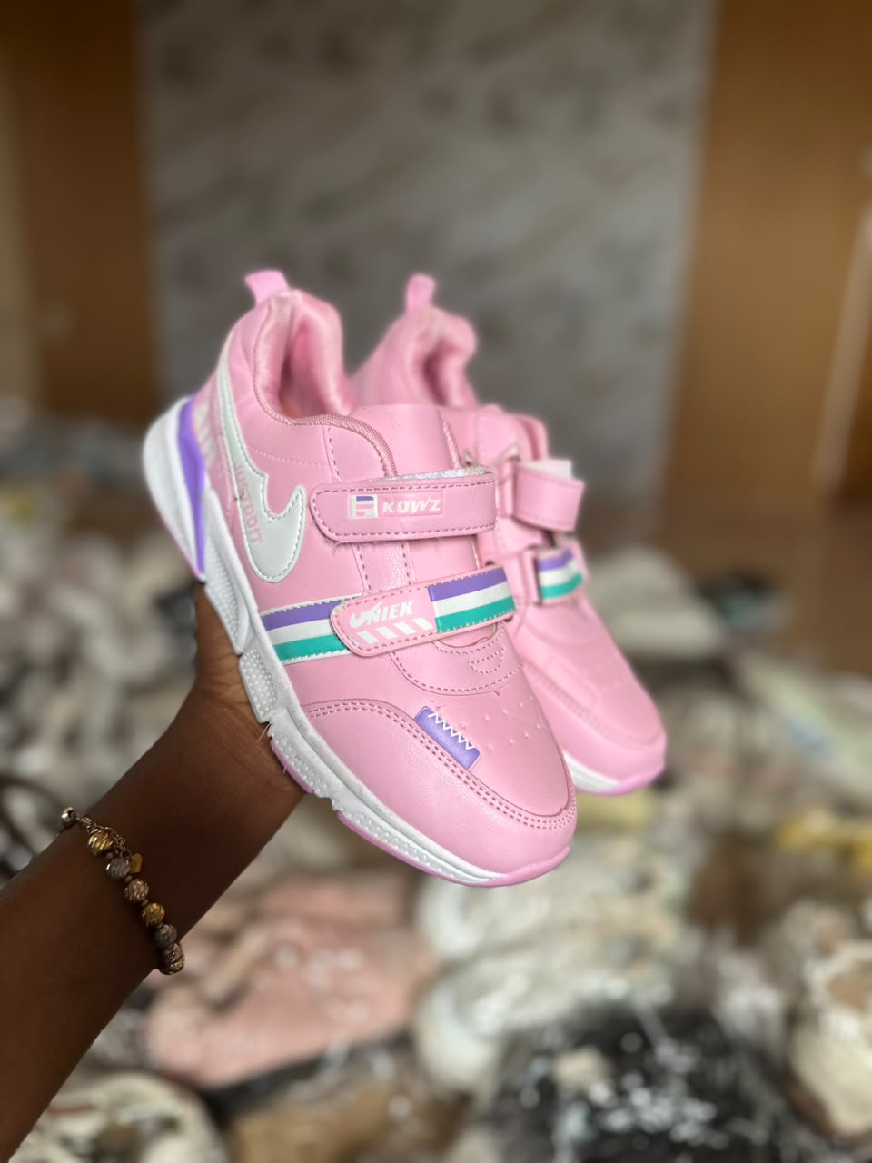 SBS Pink and White Velcro Straps Sneakers