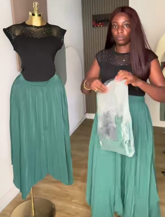 SB Green Skirt and Stoned Blouse