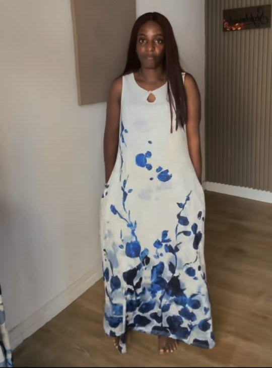 SB Sea Blue Sleeveless Dress