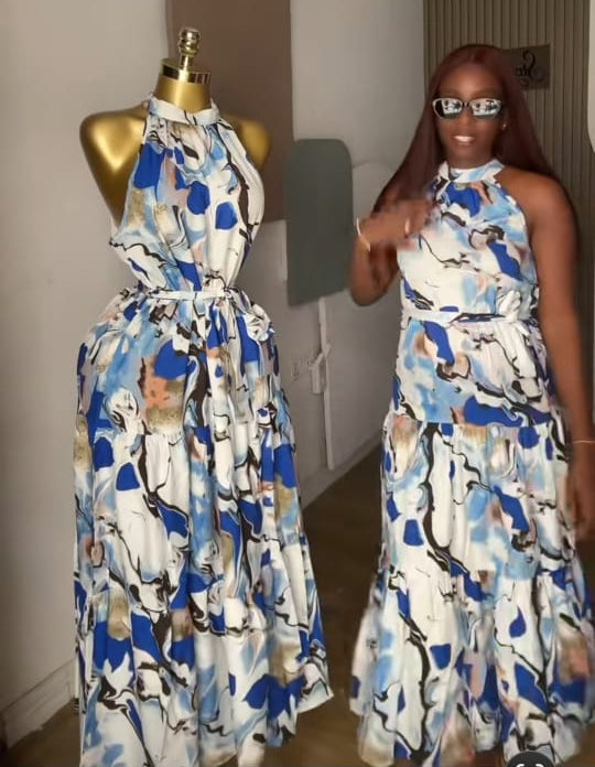 SB Sleeveless Abstract Printed Summer Dress