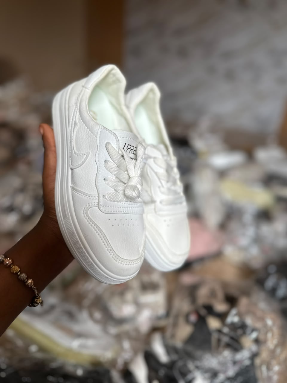 SBS White Lace-up Design Sneakers