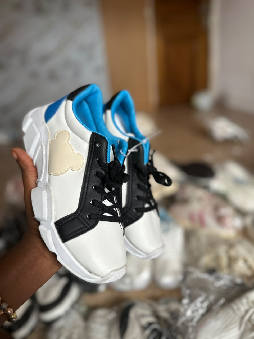 SBS White Leather Upper Chunky Platform Design Sneakers