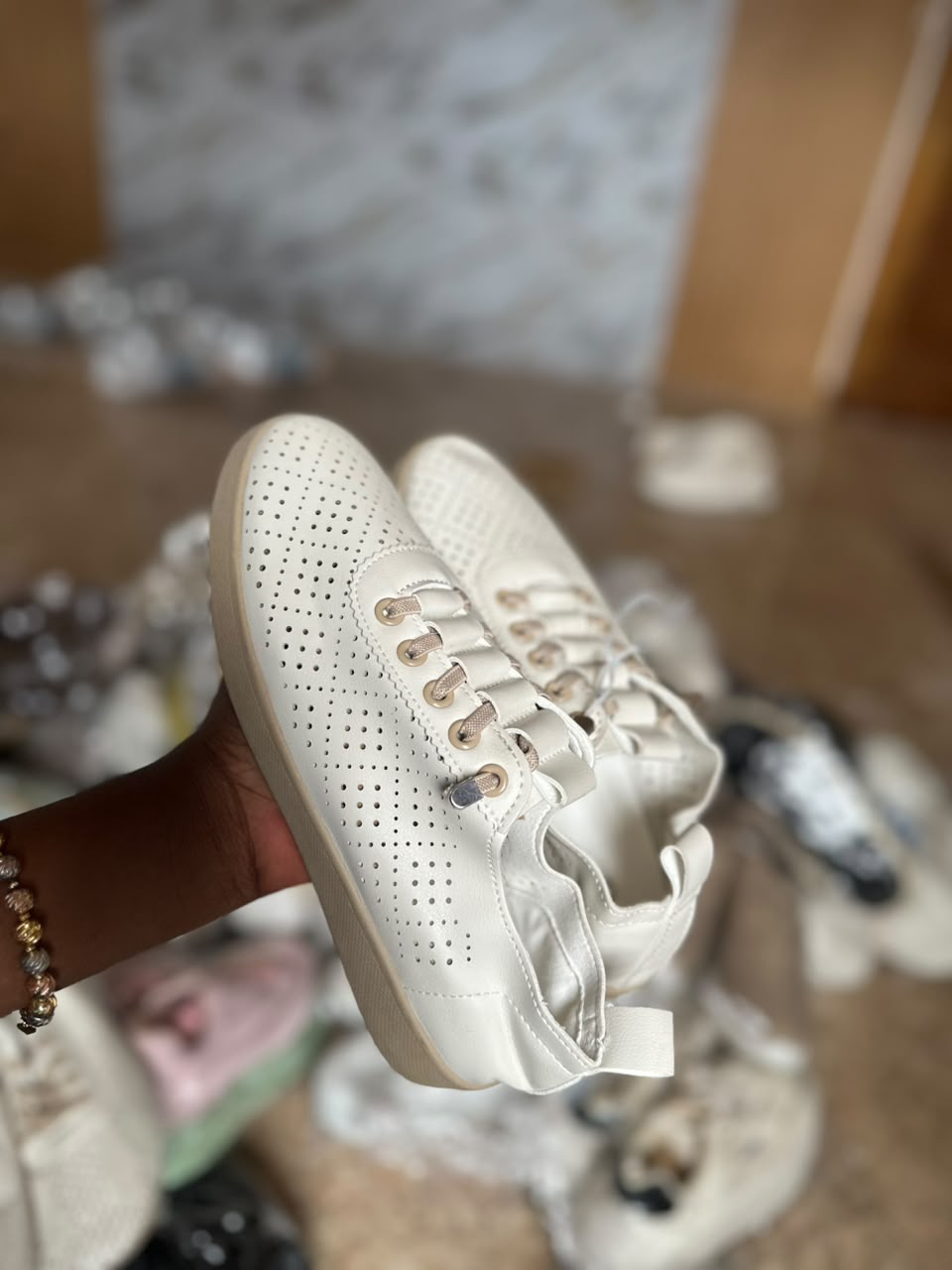 SBS White Perforated Loafer-Style Sneakers