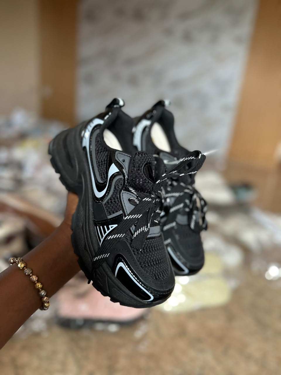 SBS White and Black Breathable Mesh Material Sneakers
