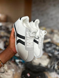 White and Black Perforated Design Sports Sneakers