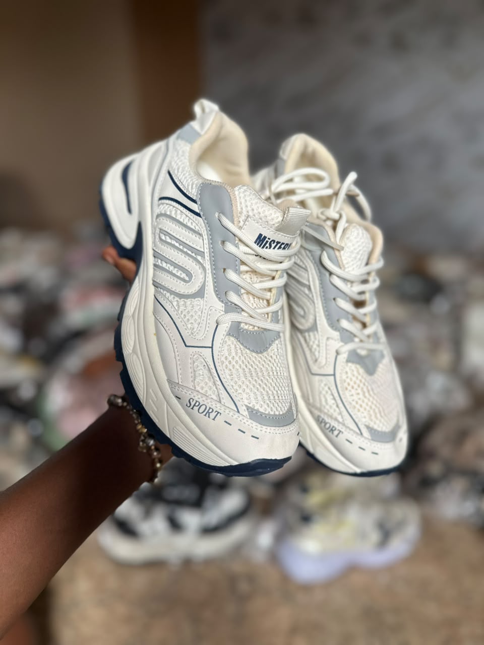 White and Grey Fashion Chunky Sneakers
