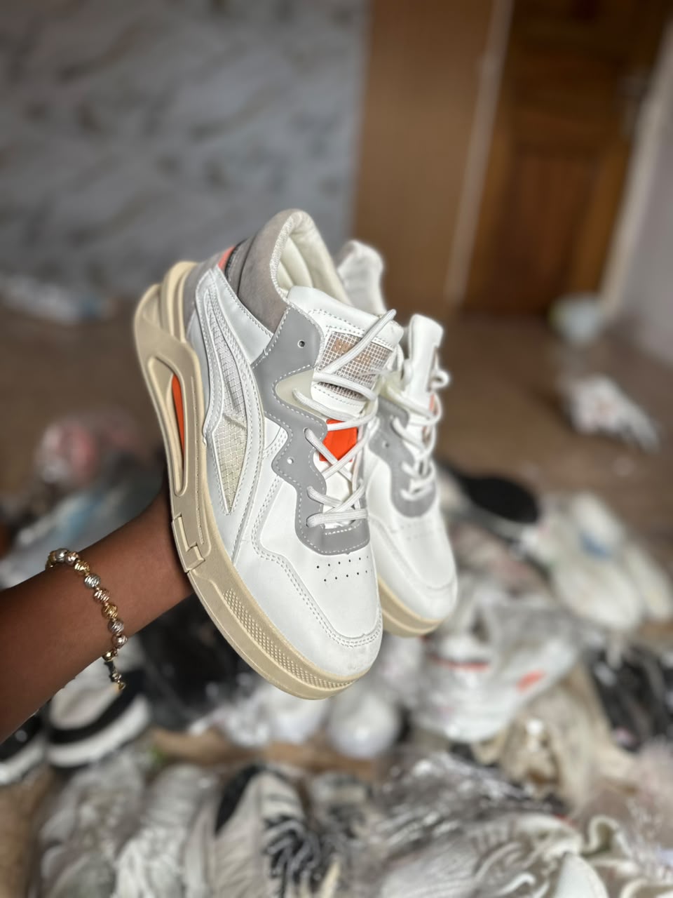 SBS White and Grey Layered Upper Construction