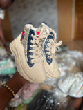 SBS White and Navy High-top Puffer Platform Sneakers