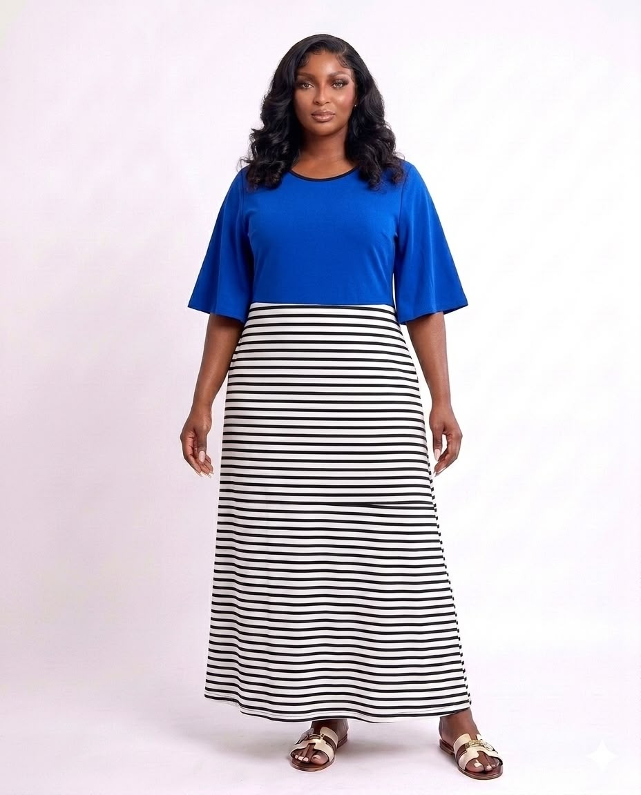 SB Striped and Plain Coloured Dress